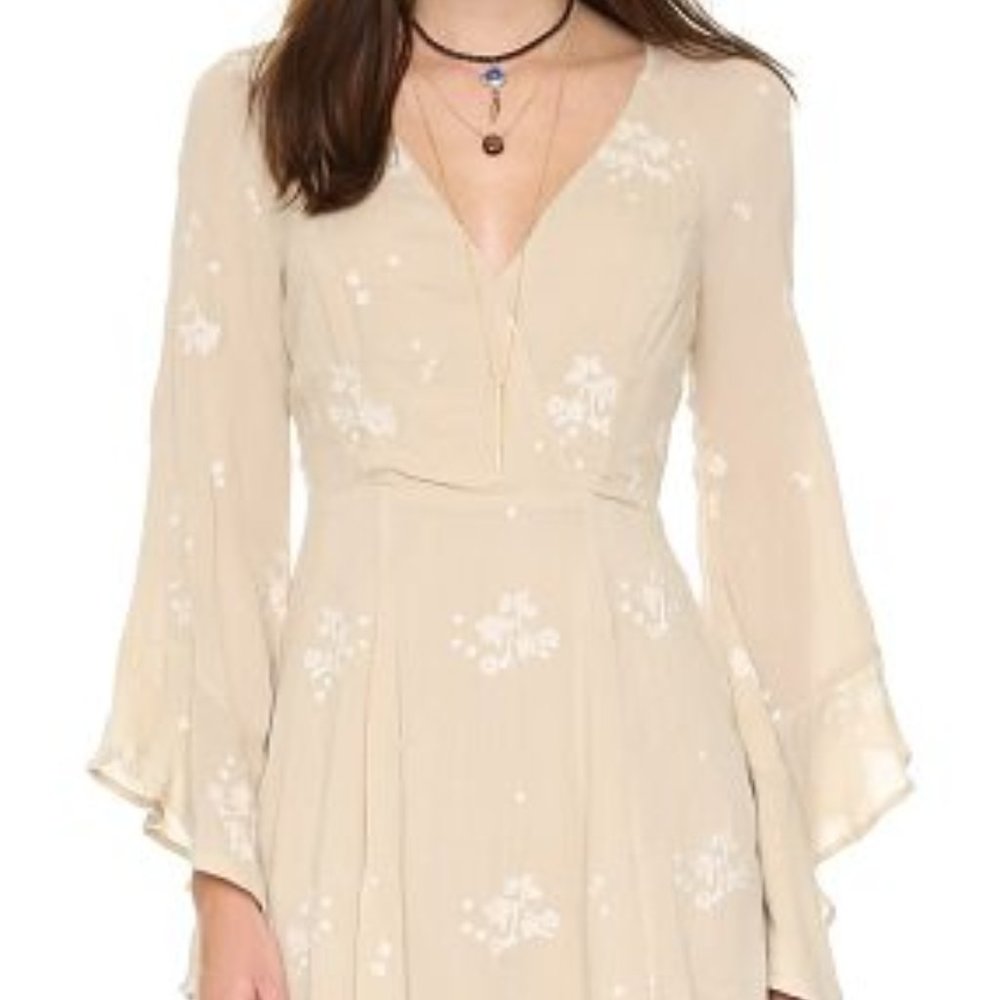 Free People Boho Jasmine Embroidered Jasmine Mini Dress sz 0